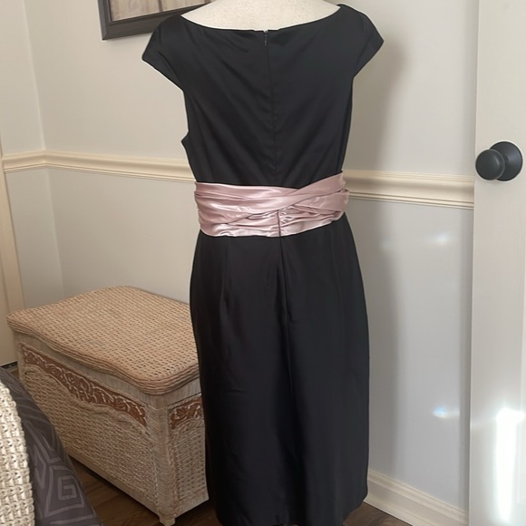 Adrianna Papell Capped Sleeve Satiny Formal Occasion Dress Blush Pink Size14 - Picture 7 of 13